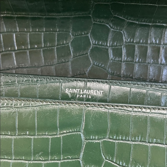 Yves Saint Laurent Dark Green Croc-Embossed Crossbody Bag - Picture 6 of 13